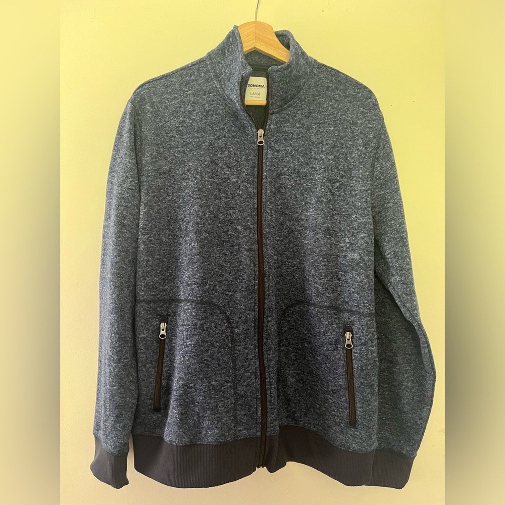 Heathered Blue Full Zip Fleece Jacket